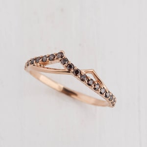 Quartz ring, Quartz band, Gold wedding ring, Gold wedding band, Smoky quartz ring, November birthstone, Eternity ring, Eternity band