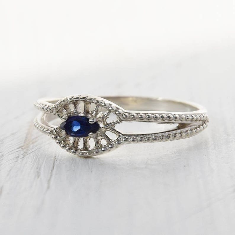 Unique Sapphire Engagement Ring Womens Sapphire Ring Silver - Etsy