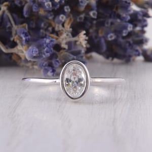 Simple Silver Ring, Womens Silver Ring, Bezel Silver Ring, Oval Cut Solitaire Ring, Dainty Silver Ring
