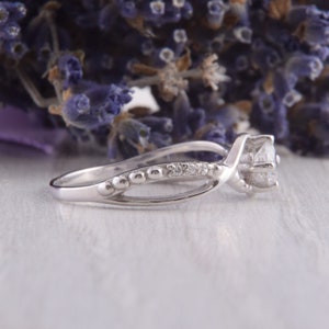 Womens Silver Unique Engagement Ring, Unique Art Deco Silver Ring ...