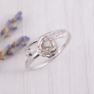 Silber Blume Ring, Rose Ring Silber, Versprechen Ring Frauen, Versprechen Ring für sie, jeden Tag Ring, zierliche Ring, kleine Ring, kleine Silber Ring
