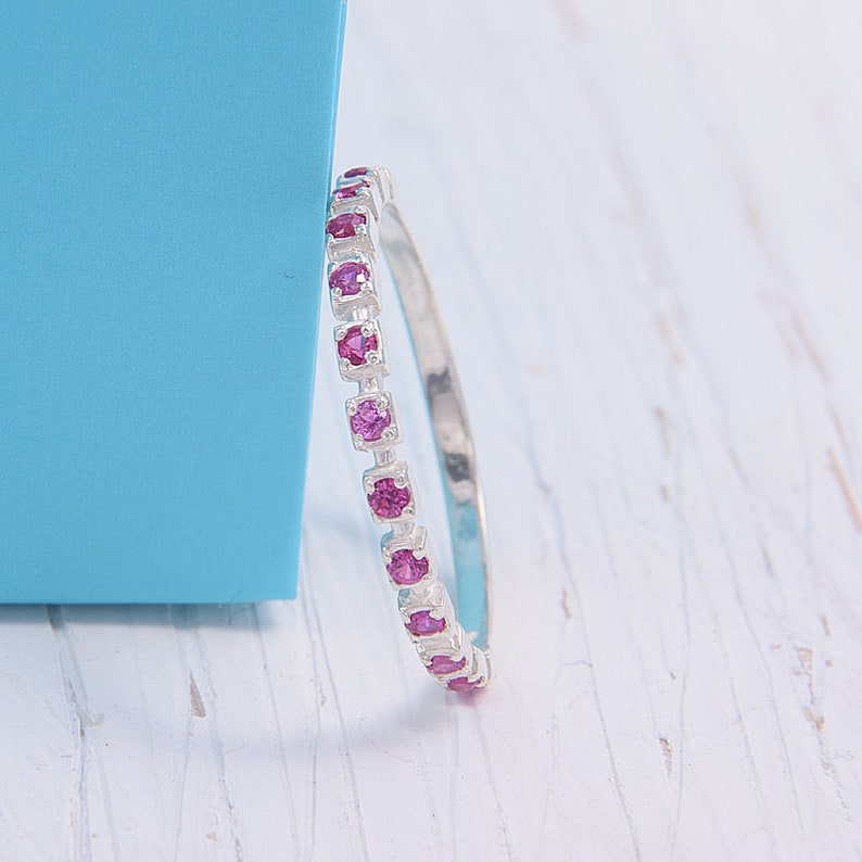 Silver wedding band Ruby wedding band Delicate ring Tiny wedding ring Elegant ring Women wedding ring Ruby ring Silver wedding ring