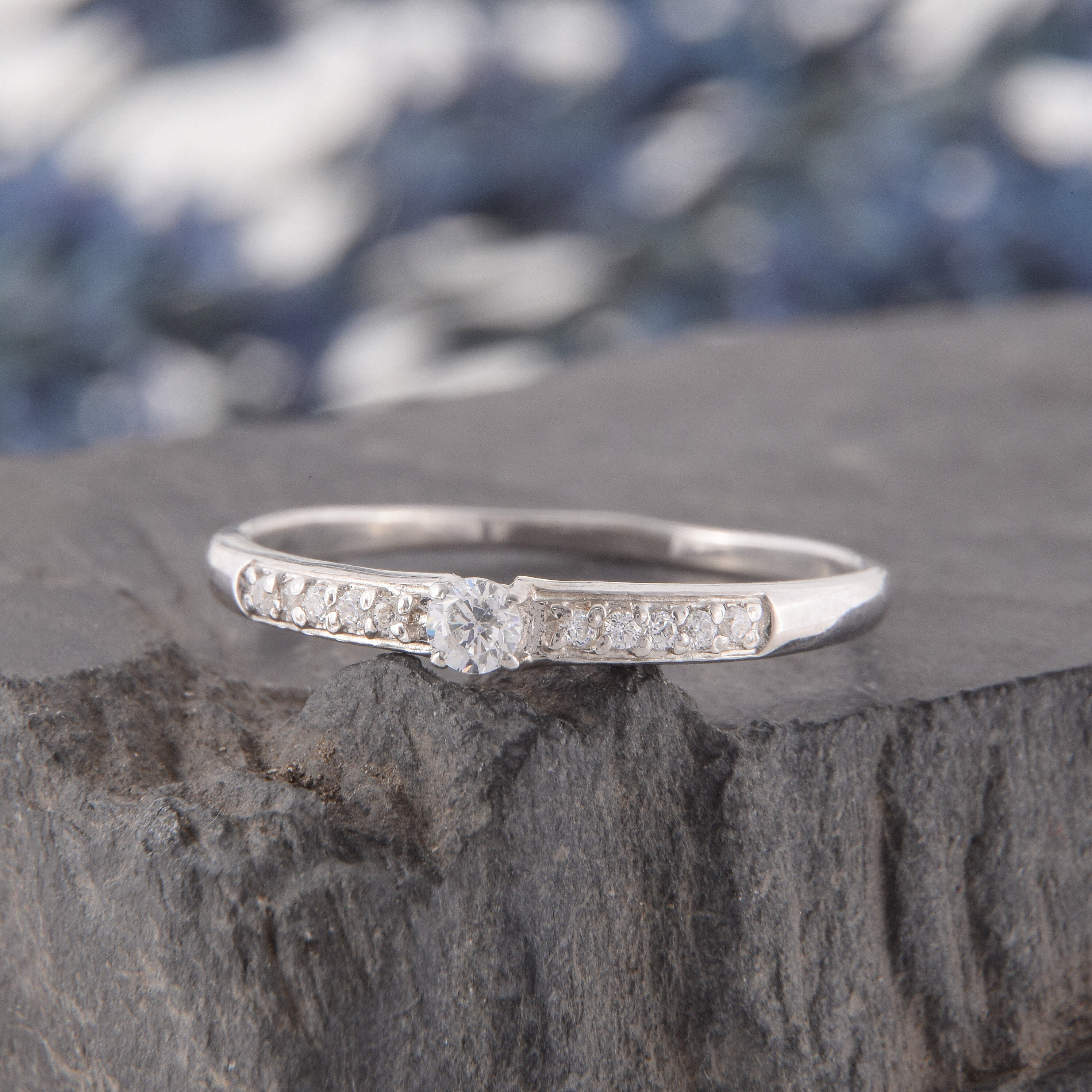 Dainty Silver Promise Ring for Her Unique Womens Promise Etsy