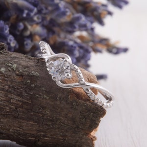Womens Silver Unique Engagement Ring, Unique Art Deco Silver Ring ...