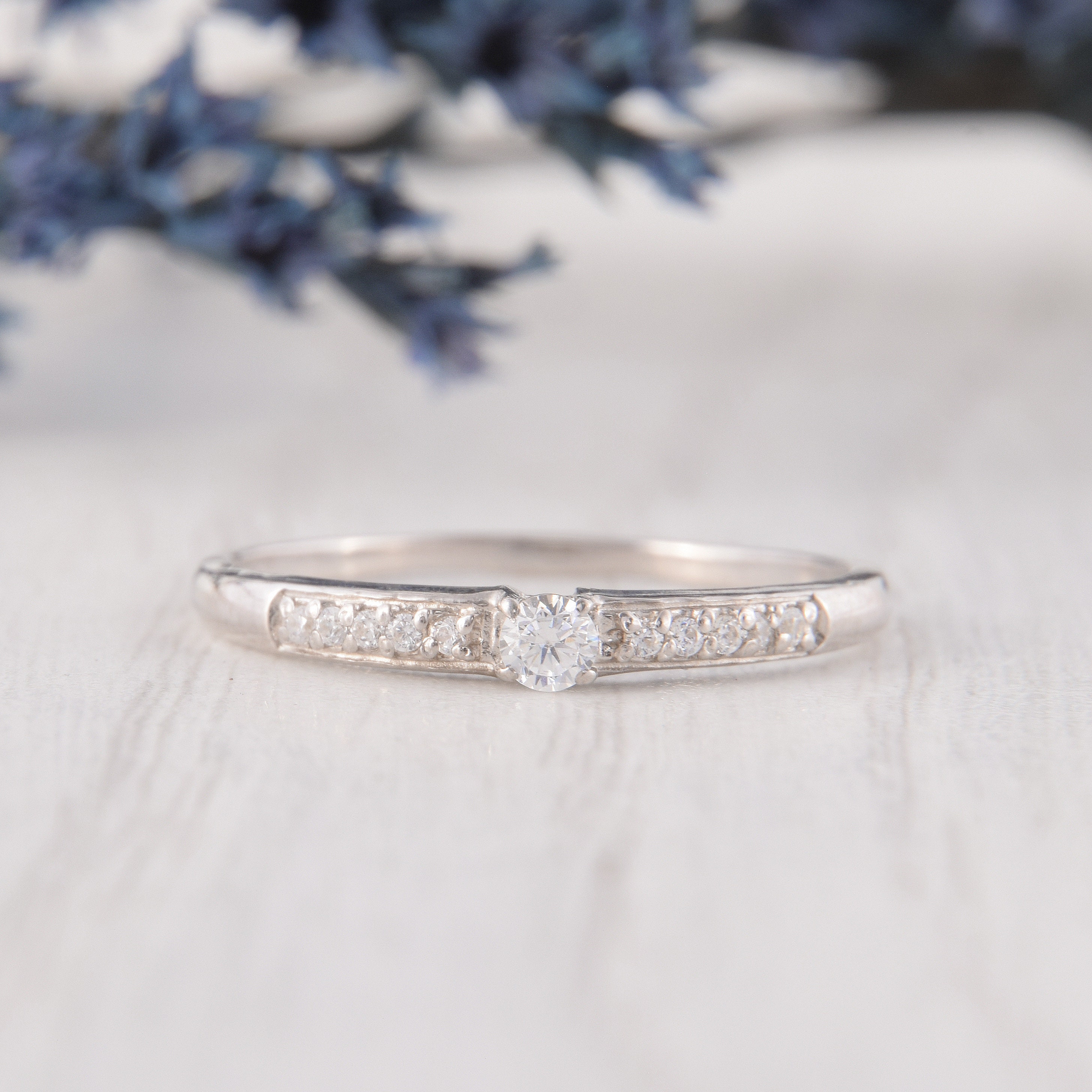Dainty Silver Promise Ring for Her Unique Womens Promise Etsy