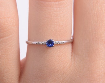 Dainty Sapphire Promise Ring, Womens Sapphire Ring, Silver Sapphire Ring, Small Promise Ring, Small Sapphire Ring, Sapphire Jewelry