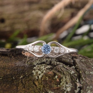 Unique Topaz Engagement Ring, Dainty Engagement Ring, Womens Silver Engagement Ring, Blue Topaz Ring, December Birthstone