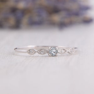 Small & Dainty 925 Sterling Silver Blue Topaz Promise Ring for Her ...