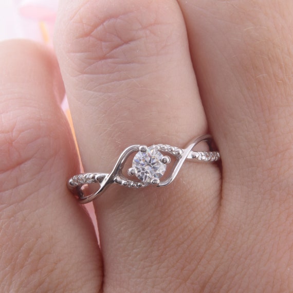 Womens Silver Unique Engagement Ring Unique Art Deco Silver Ring