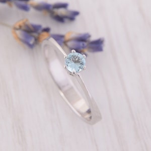 Solitaire ring, Promise ring, Art deco ring, Topaz ring silver, Blue topaz ring, Women ring silver, Promise ring for her,December birthstone