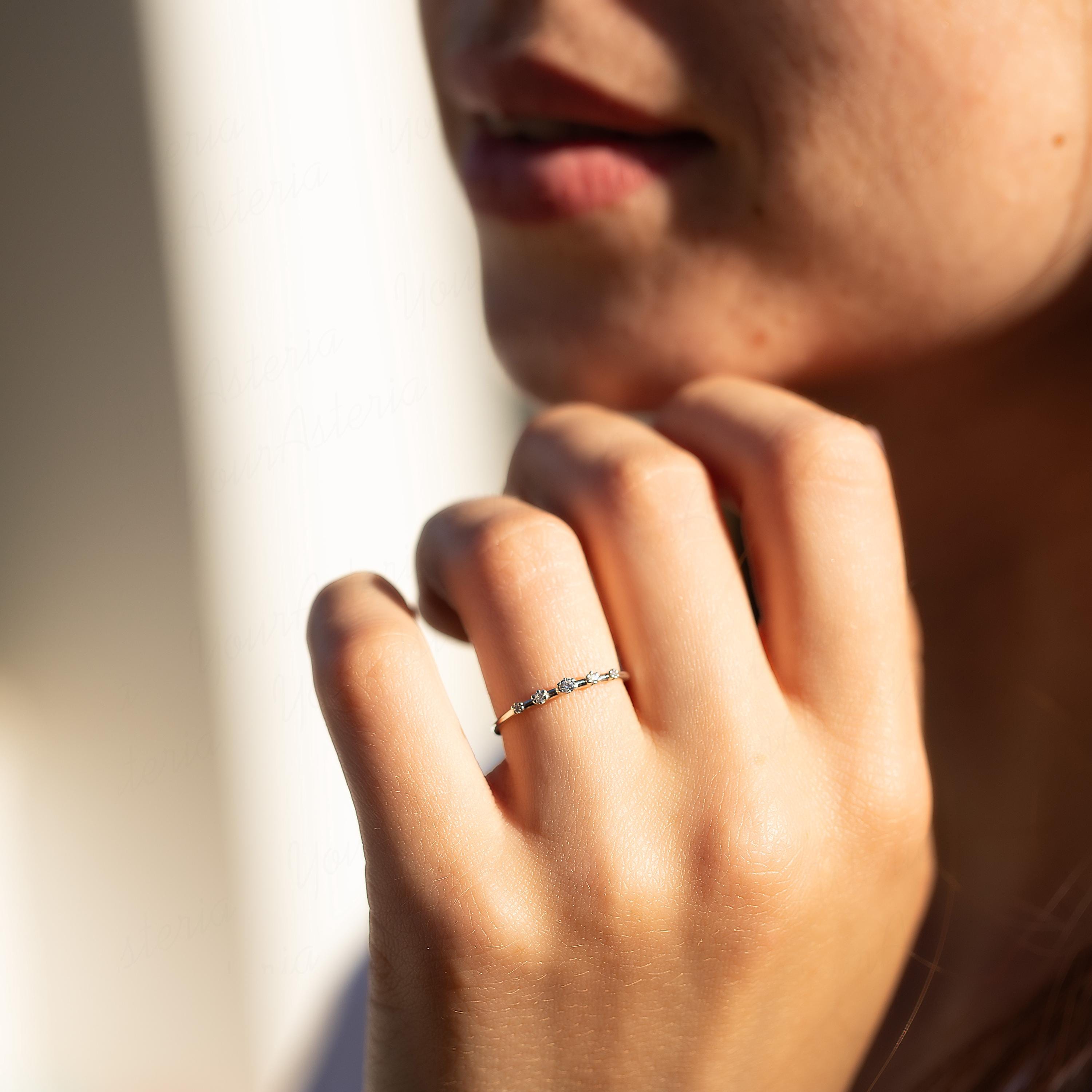 Dainty 925 Sterling Silver Cz Promise Ring for Her