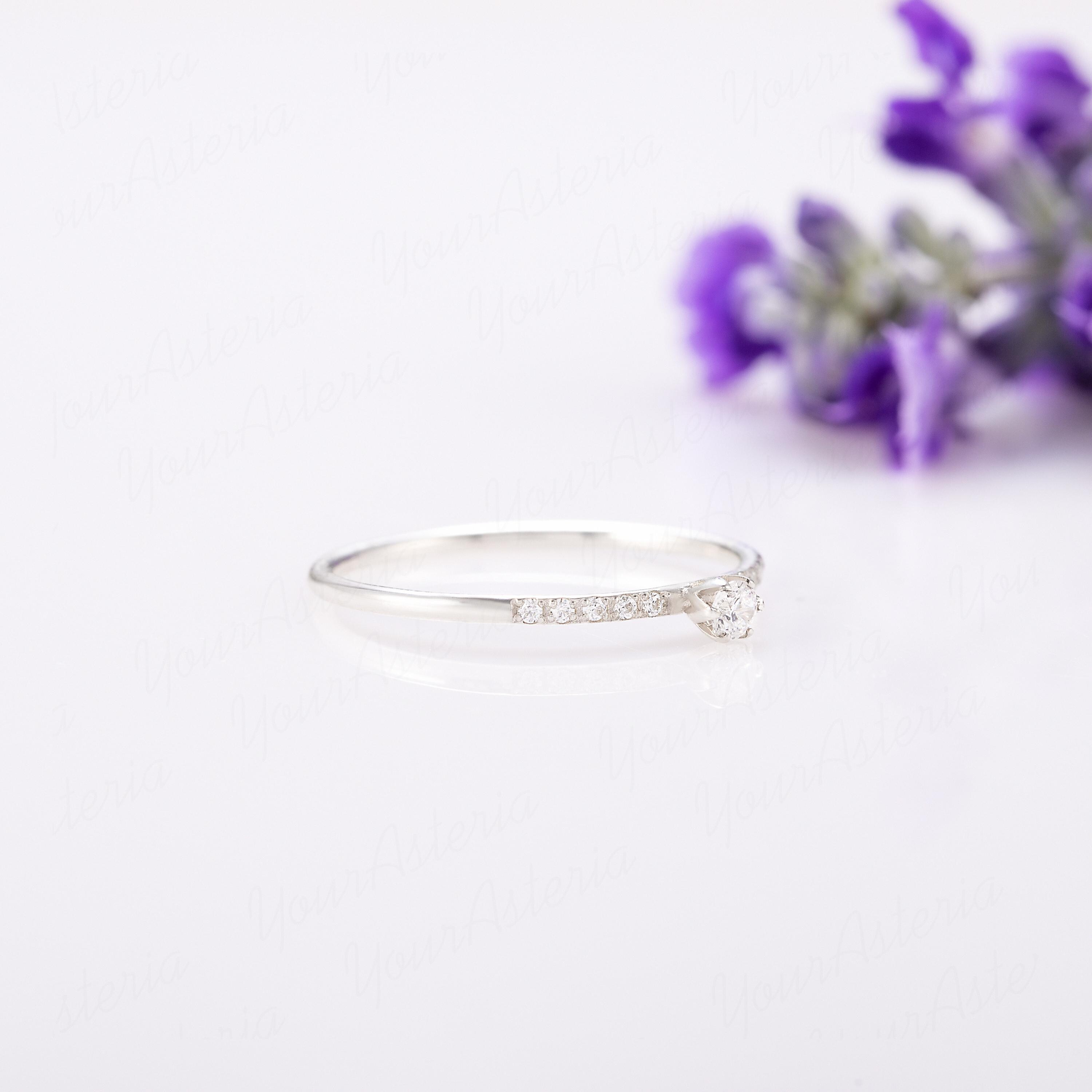 Dainty & Elegant Small Diamond Cz Engagement Ring Silver  🔥Diamond Shiny CZ Romantic Pure Silver Dainty Wedding Ring for Women, K868 main image 0