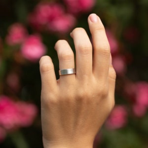 Brushed 6mm wedding band for couples, Comfort fit wedding band for him & her Simple classic 925 sterling silver wedding band in matte finish