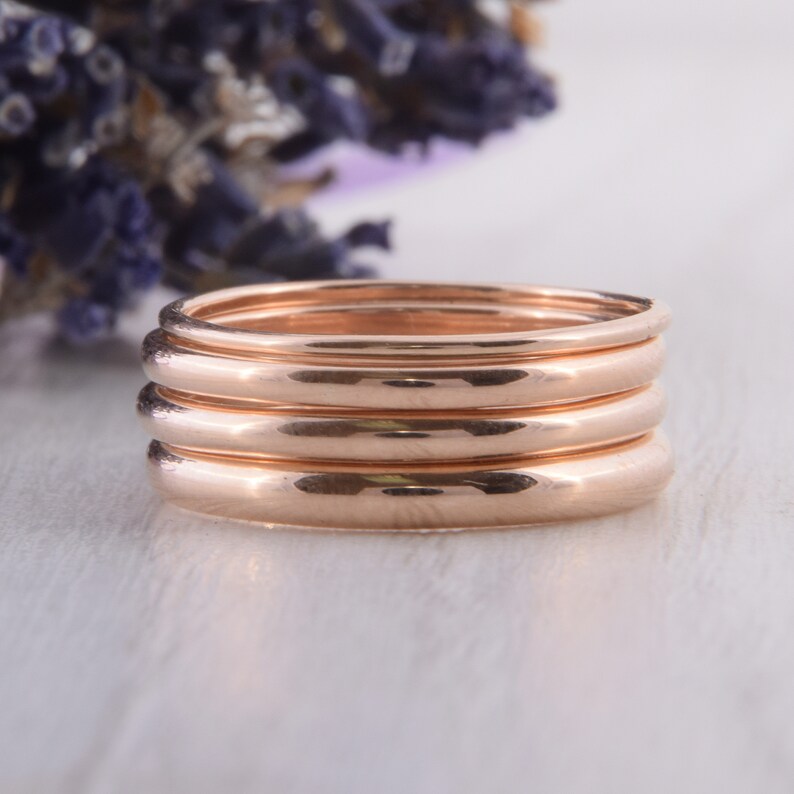 14k Solid Gold Womens Simple Wedding Band Dainty Plain Gold Etsy