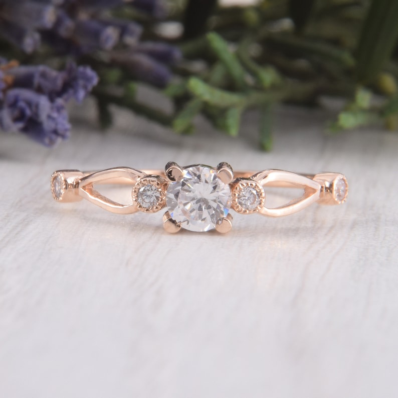 Vintage style victorian womens white cz engagement ring, Unique Vintage style victorian womens white cz engagement ring, Unique