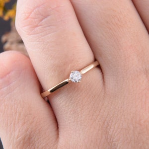 Promise ring gold, Yellow gold ring, Engagement ring, Solitaire ring, Women promise ring, Promise ring for her, Tiny ring, Dainty ring