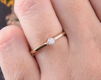 Promise ring gold, Yellow gold ring, Engagement ring, Solitaire ring, Women promise ring, Promise ring for her, Tiny ring, Dainty ring