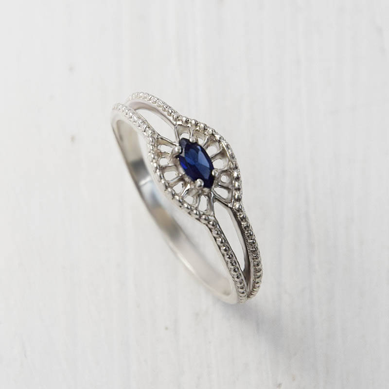 Unique Sapphire Engagement Ring Womens Sapphire Ring Silver Etsy