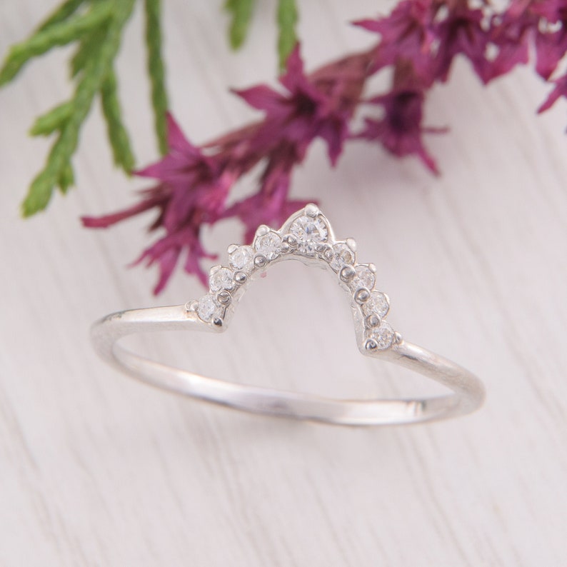 Curved Wedding Band Crown Wedding Band Unique Wedding Band | Etsy