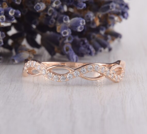 Rose Gold Eternity Wedding Band Unique Wedding Band Womens