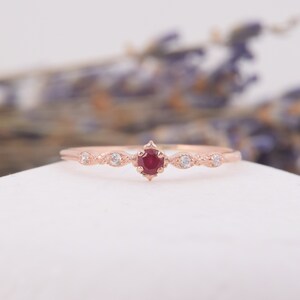 Small & Dainty 14k Rose Gold Antique Victorian Pink Ruby Engagement ...