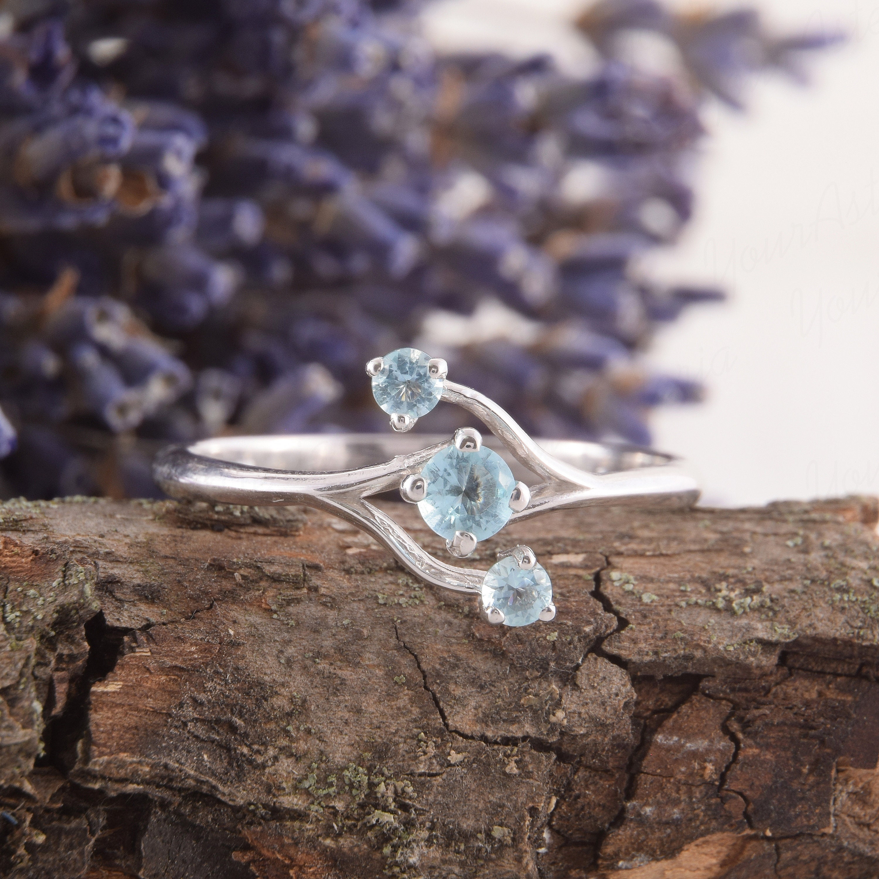 Dainty 925 Sterling Silver Sky Topaz Promise Ring for Her, Minimalist ...