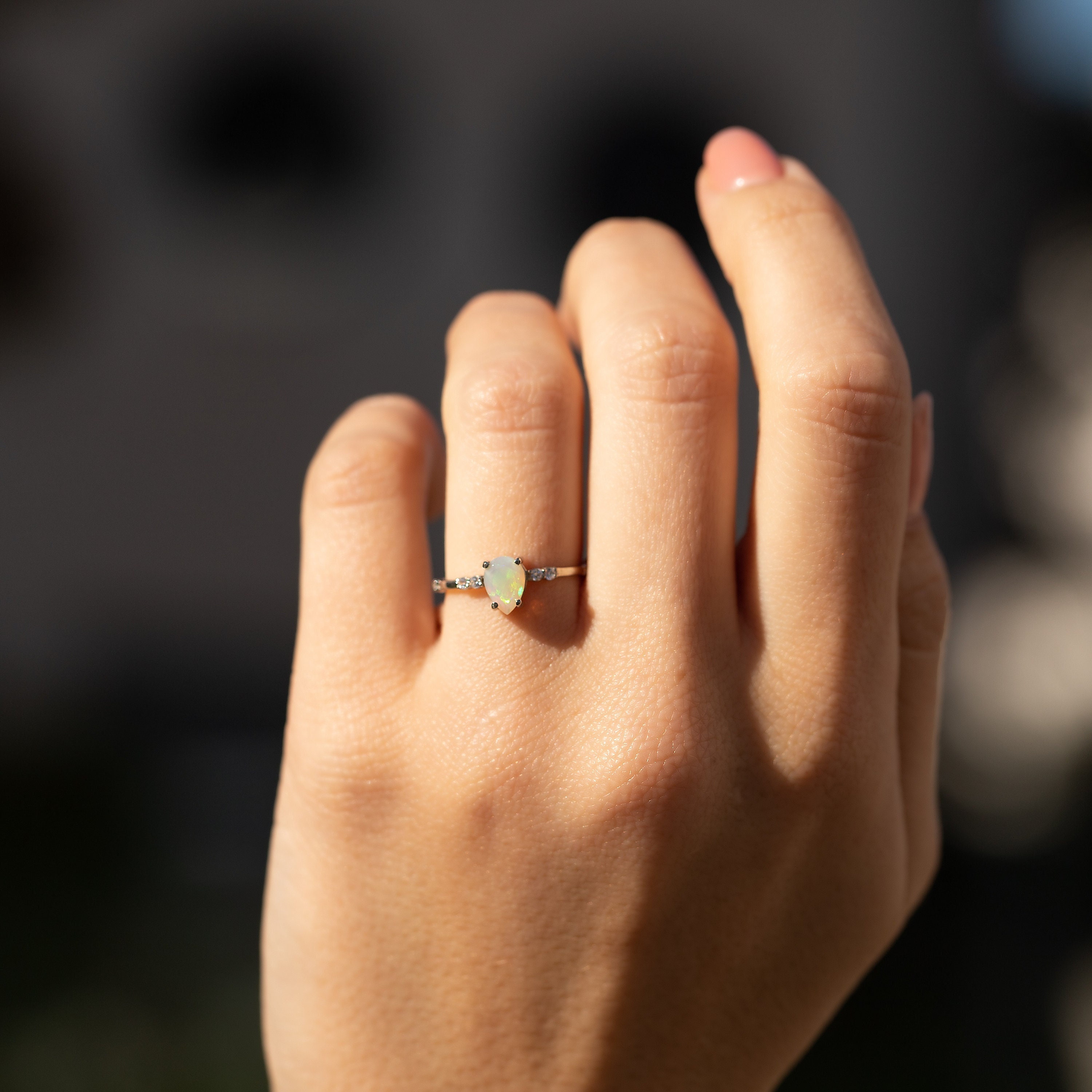 Wwake Nestled Opal Large Four-Step Opal And Diamond Ring