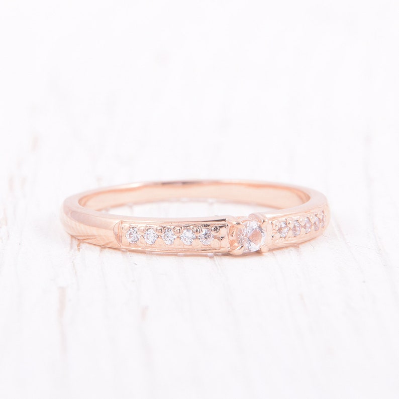 Gold minimalist ring Pretty ring White topaz ring Minimalist ring Elegant ring White stone ring Dainty ring Promise ring for her