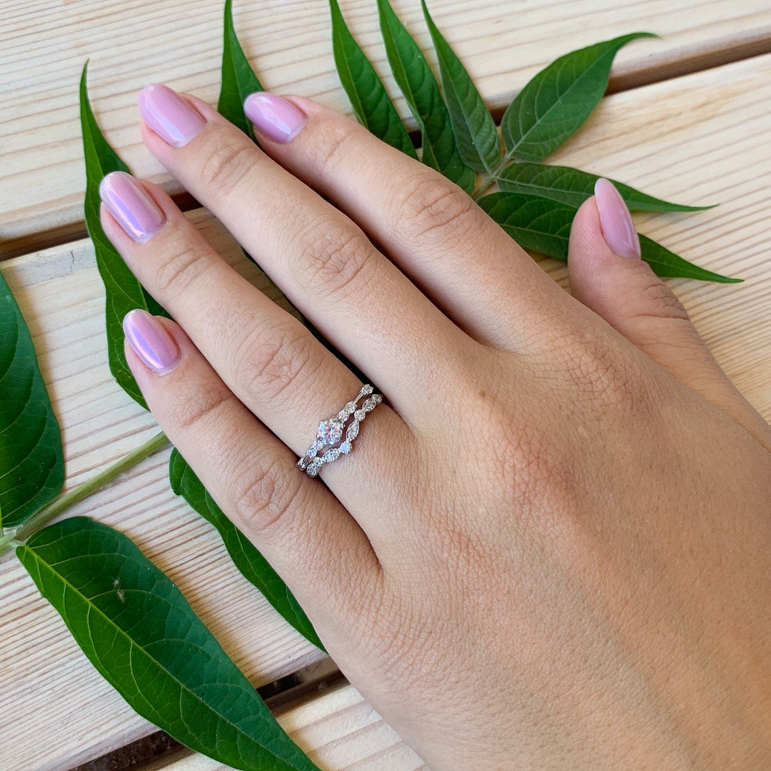 Women Wedding Rings, Antique Rings Set, Art Deco Rings Set, Silver