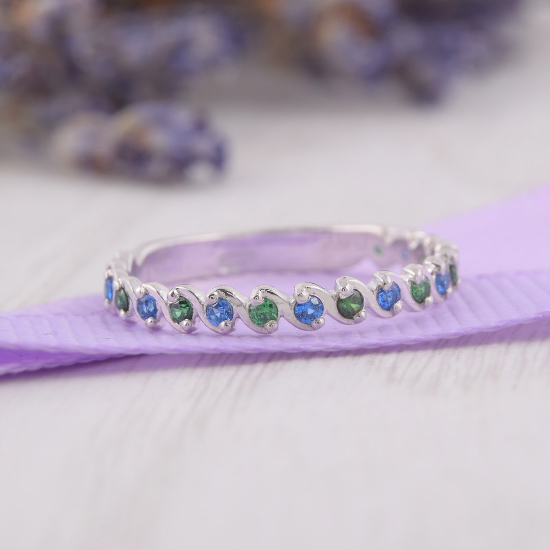 Bague En Argent 925 Avec 3 Émeraudes Naturelles - Taille 7 Fabriquée Main En France