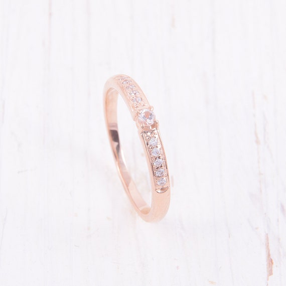 Promise Ring for Her, White Stone Ring, White Topaz Ring, Minimalist Ring,  Dainty Ring, Pretty Ring, Elegant Ring, Gold Minimalist Ring 
