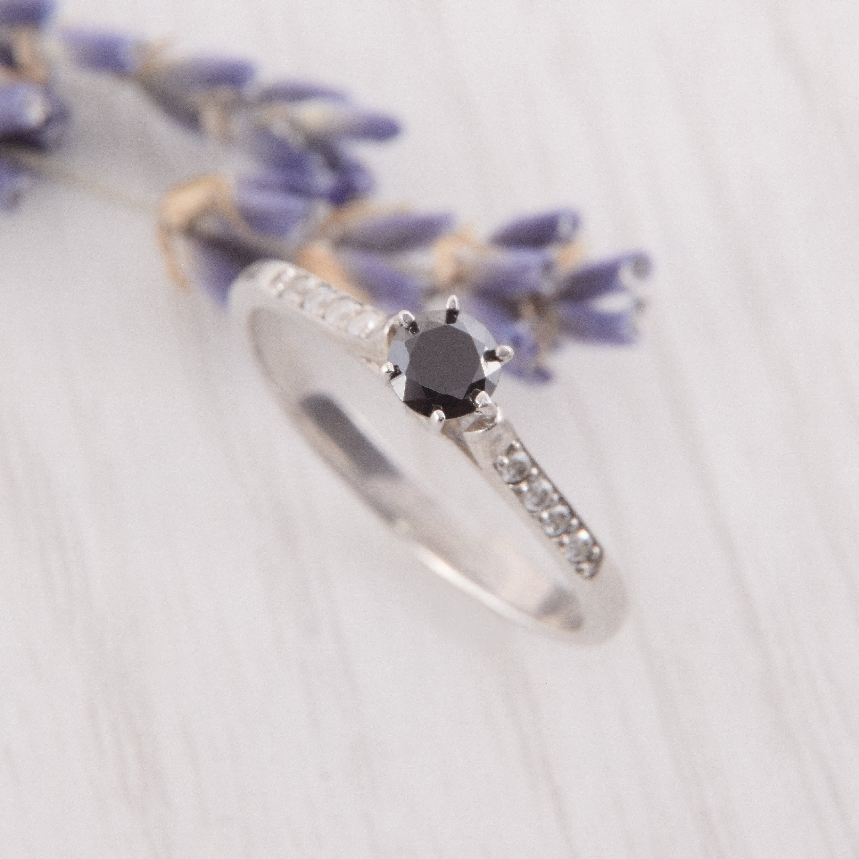 Unique Black Stone Engagement Ring Womens Art Deco Engagement Etsy UK