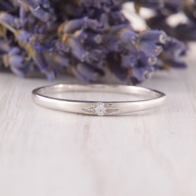 Minimalist ring, Solitaire ring, Dainty ring silver, Tiny ring silver, Delicate ring, Thin ring, Small ring, Promise ring silver image 4