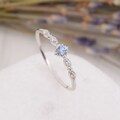 Small minimalist 14k white gold swiss blue topaz promise ring for her, Dainty art deco blue topaz tiny engagement ring, Topaz wedding ring product logo