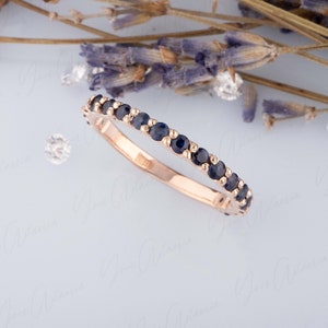 Womens Sapphire Eternity Wedding Band, Unique Wedding Band, Rose Gold Sapphire Ring, Eternity Ring Gold, Dainty Wedding Band