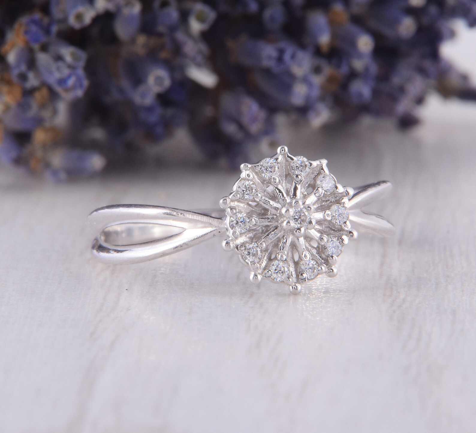 Unique Womens Flower Ring Silver Flower Ring Art Nouveau Etsy