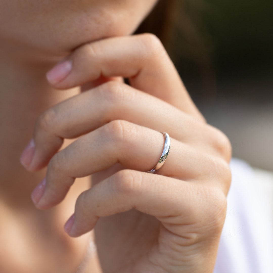Crownal Tungsten Wedding Band Ring - Plain Dome Comfort Fit, 3mm To 8mm Width, White/Yellow/Rose Gold Plated - View #7