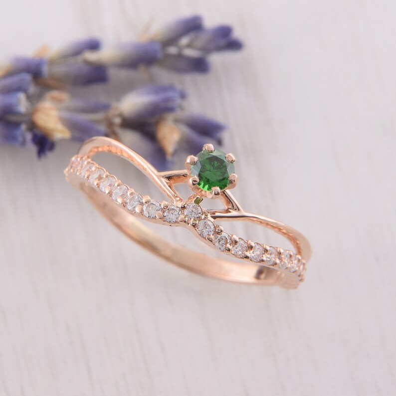 Dainty Emerald Promise Ring Womens Emerald Ring Antique Etsy