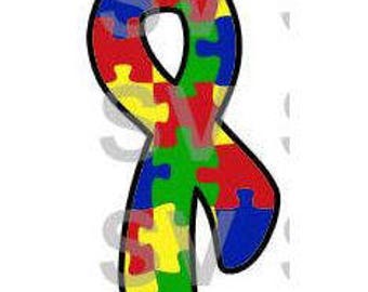 SVG Cut File Autism Ribbon Cut File~Silhouette Cut File~Cameo Cut File~Cricut Cut File ~Single Layer~ ~