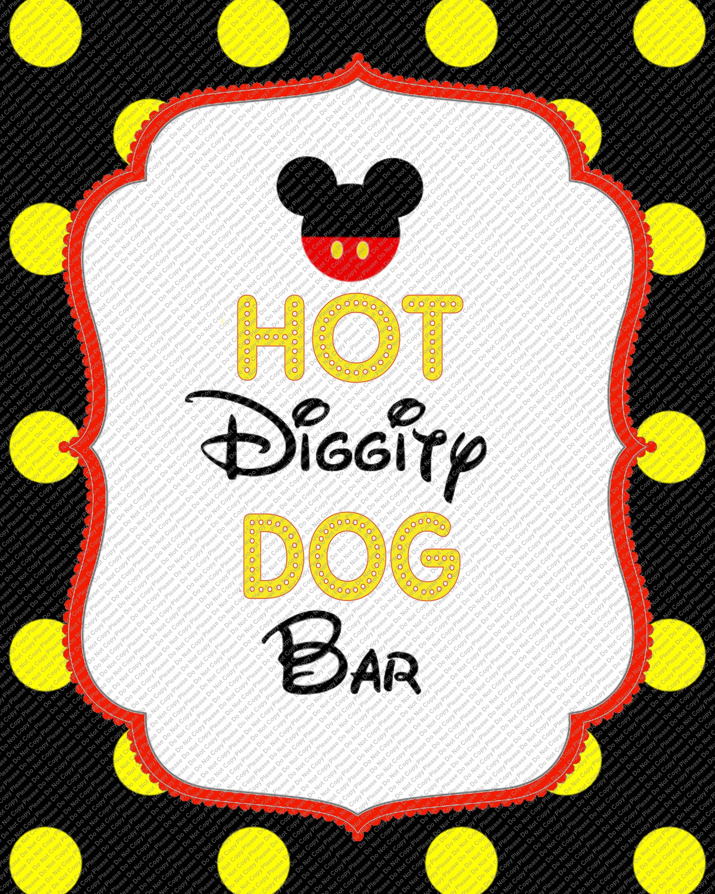 Hot Diggity Dog Bar Yellow/Black/Polka Dot Mickey Mouse Head