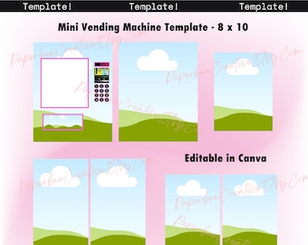 Plantilla de mini máquina expendedora. Máquina expendedora editable Canva. Plantilla editable de Canva. Plantilla de máquina expendedora. Plantilla pequeña de 8 x 10