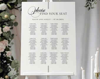 Bearbeitbare Minimal Luxe Sitzplan Vorlage, sofortiger Download, druckbar, minimalistische Hochzeit, Hochzeit druckbare Sitzplan, Hochzeitsschild