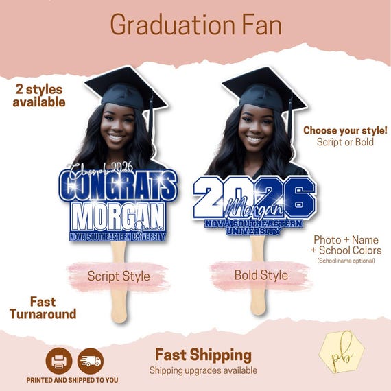 Personalized Fan, 2026 Custom Fans, Custom Photo Fan, 2026 Grad Party, Grad Favors, Graduation Favor, 2026 Grad, Graduation Fan, 2026 Fan