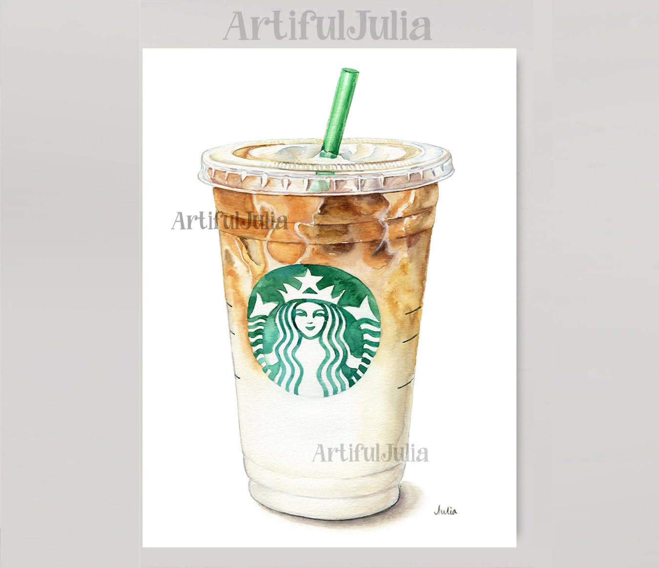 Starbucks Coffee Original Watercolor Painting Hand Painted Etsy