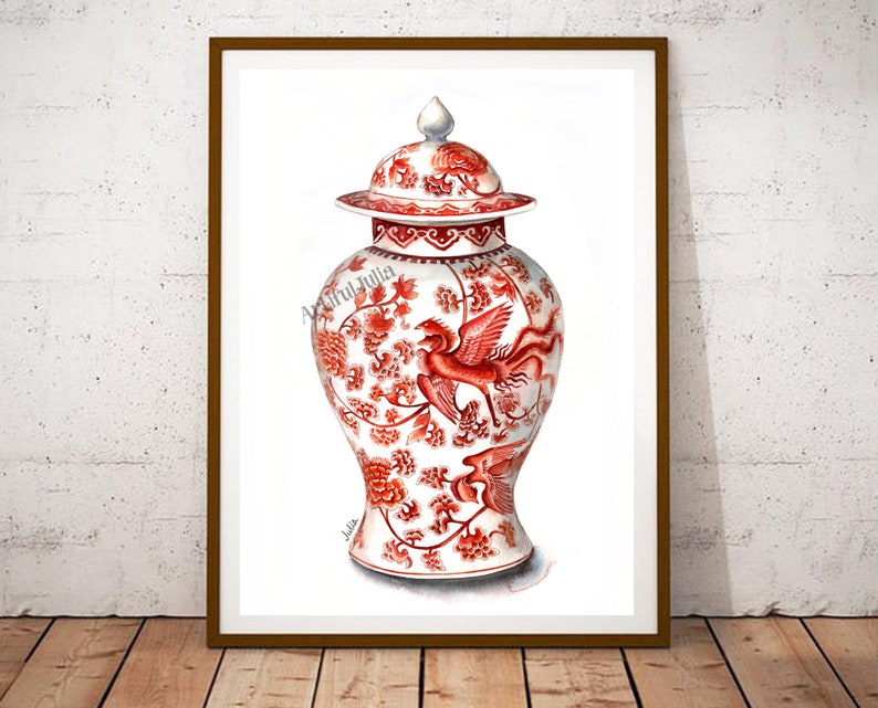 Ginger jar art print of my original watercolor painting Etsy
