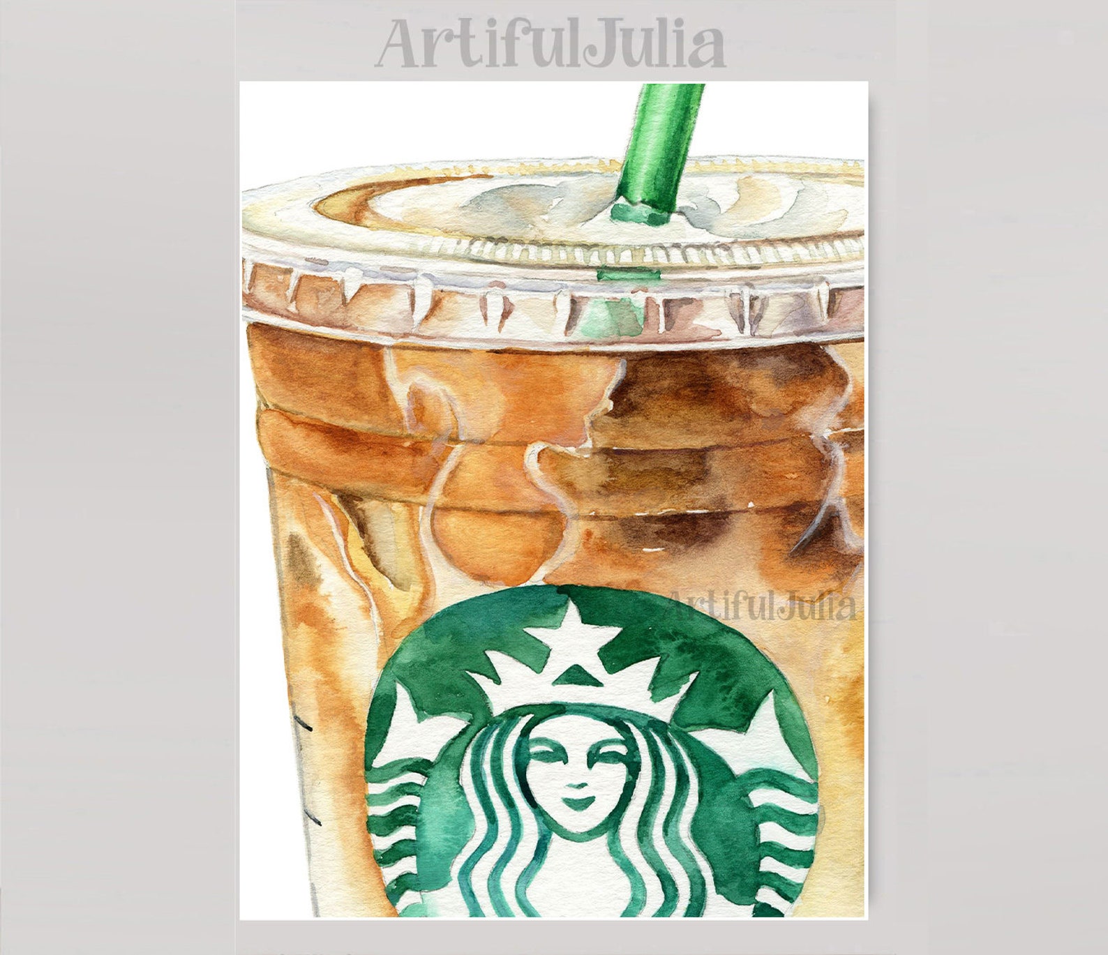 Starbucks Coffee Original Watercolor Painting Hand Painted Etsy