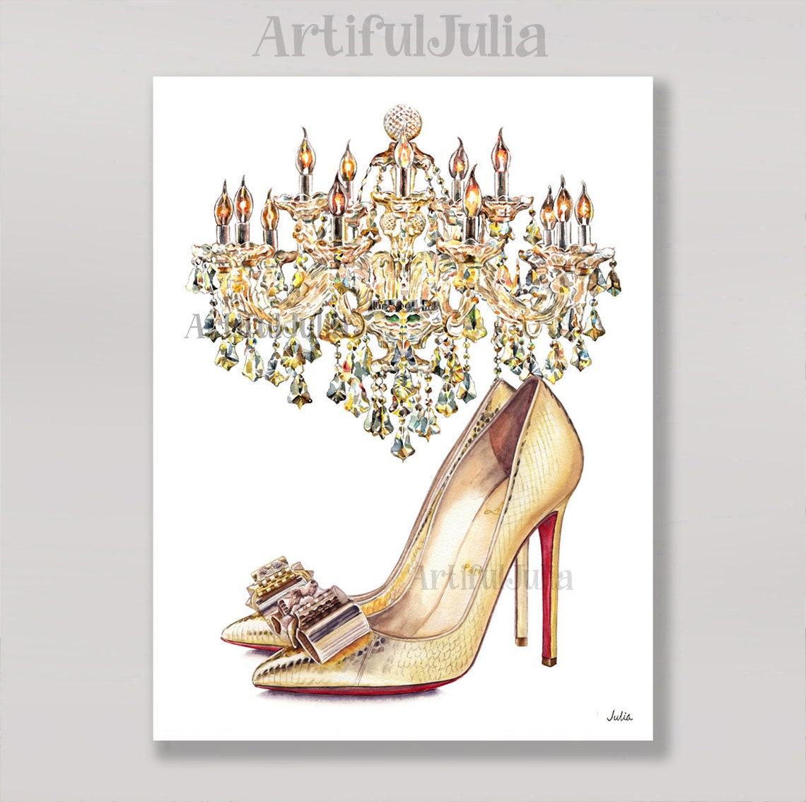 Gold Shoes Fashion Wall Decor Art Print of my original | Etsy