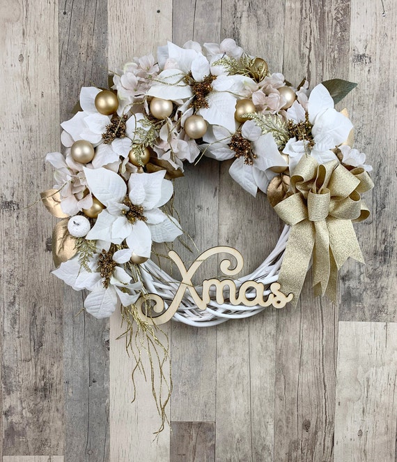 Weihnachts-Türkranz in Gold und Weiß mit Xmas | Etsy