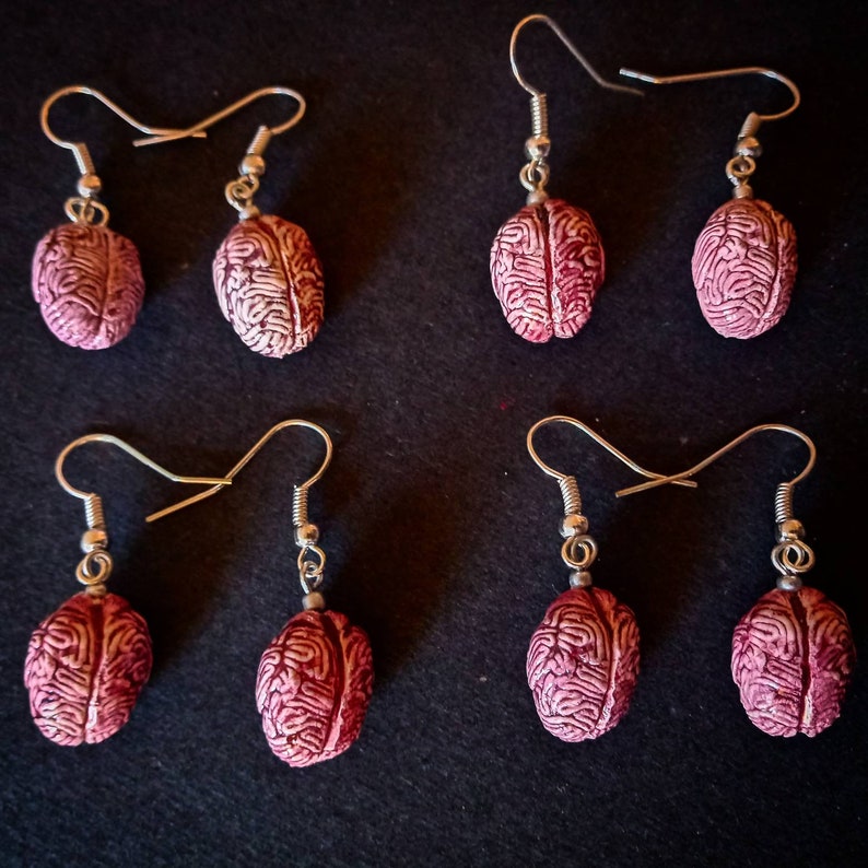 anatomical brain earrings creepy jewellery Pendant Set