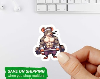 Naklejka Gym Rat | Naklejka z winylu Kiss-Cut, Naklejka do ćwiczeń fitness